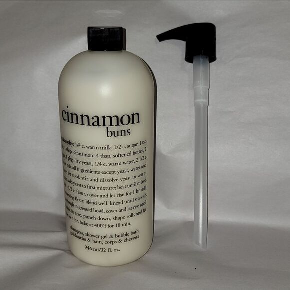 New Philosophy Cinnamon Buns 32oz Shower Gel, Bubble Bath, Shampoo 3 in 1 w Pump - Picture 7 of 8